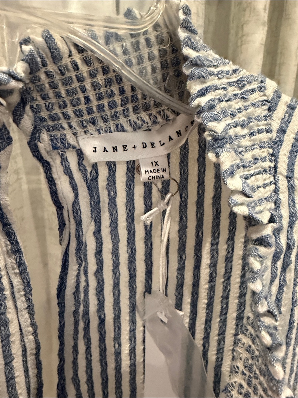 NWT Sleeveless Blue & White Striped Smocked Neck Dress - Picture 2 of 4